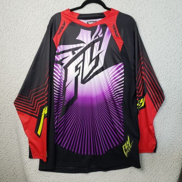 FLY Racing FlyLite Jersey Mens 2XL Purple Black Red Moto MX BMX Graphic - Picture 1 of 9